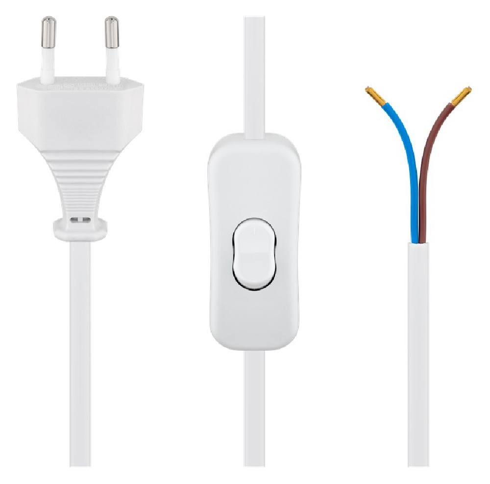 GOOBAY καλώδιο τροφοδοσίας 51349, 2x0.75mm², με διακόπτη, 1.5m, λευκό