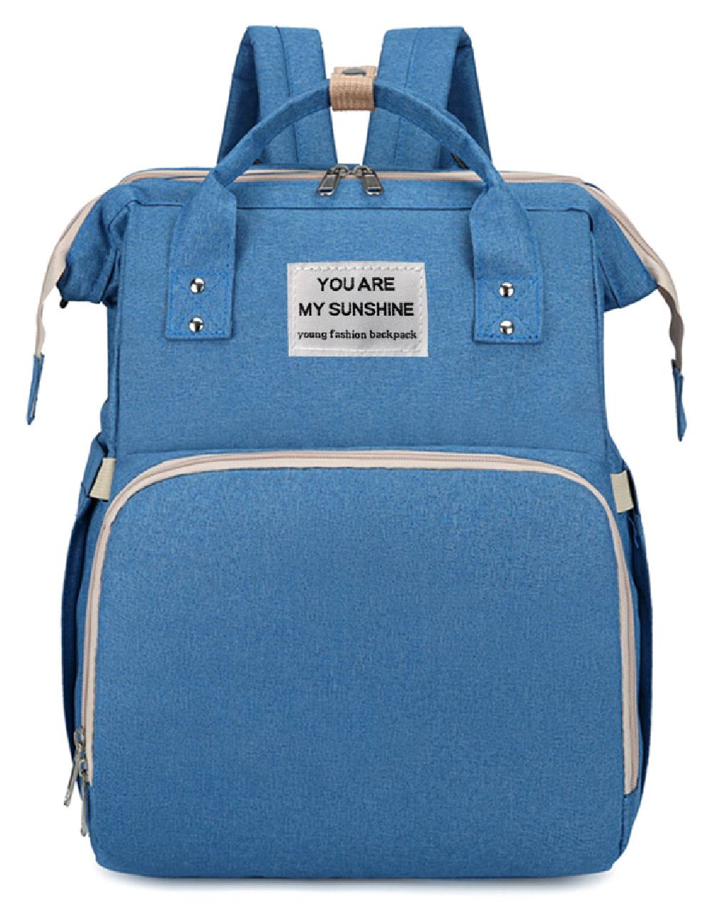 2 in 1 τσάντα πλάτης και παιδικό κρεβατάκι TMV-0052, αδιάβροχη, μπλε