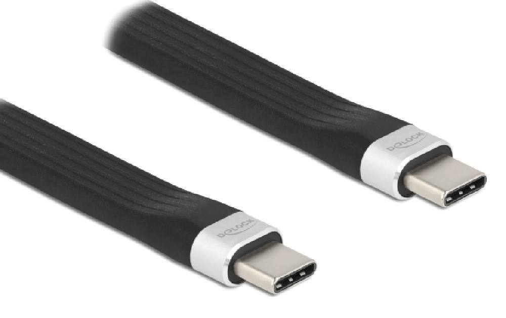 DELOCK καλώδιο USB 3.2 Gen 2 Type-C 85770, 10Gbps, 3A, FPC, flat, 13.5cm