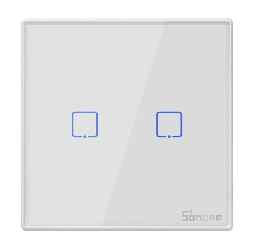 SONOFF smart διακόπτης T2EU2C-RF 433MHz, αφής, διπλός, λευκός