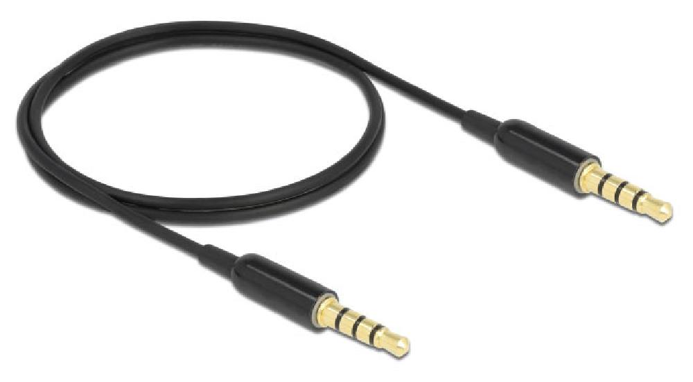 DELOCK καλώδιο 3.5mm 66075, CTIA, 32AWG, 0.5m, μαύρο