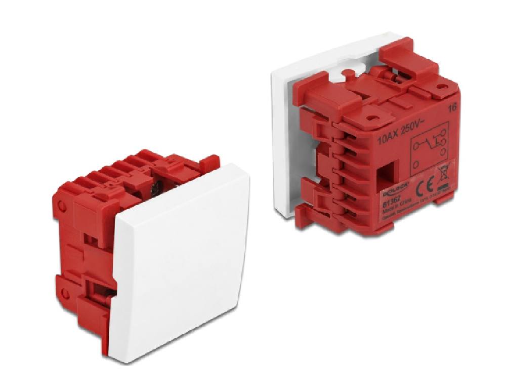 DELOCK module διακόπτης Easy 45 81362, μονός, 1-pole, 2-way, λευκός