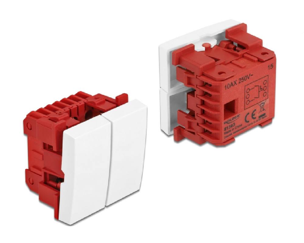 DELOCK module διακόπτης Easy 45 81363, διπλός, 1-pole, 1-way, λευκός