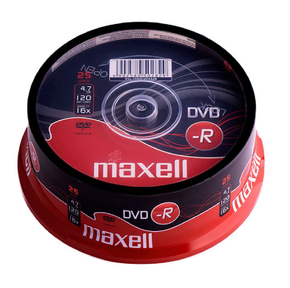MAXELL DVD-R, 4.7GB/120min, 16x speed, Cake 25