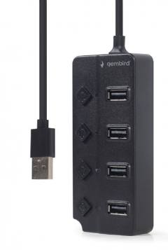 GEMBIRD USB 2.0 4-PORT HUB WITH SWITCHES BLACK