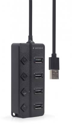 GEMBIRD USB 2.0 4-PORT HUB WITH SWITCHES BLACK