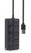 GEMBIRD USB 2.0 4-PORT HUB WITH SWITCHES BLACK