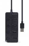 GEMBIRD USB 2.0 4-PORT HUB WITH SWITCHES BLACK