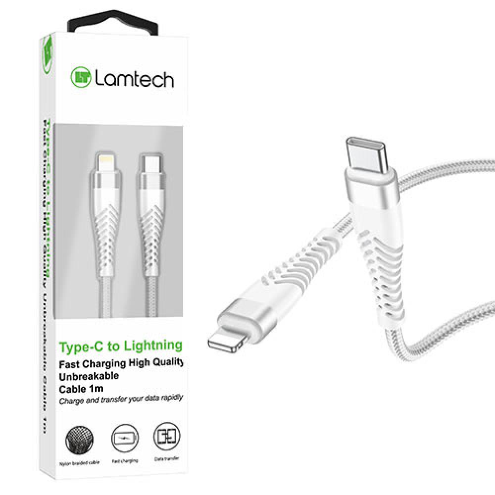LAMTECH HQ UNBREAKABLE CABLE TYPE-C TO LIGHTNING WHITE 1M
