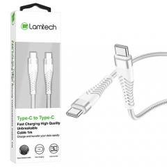 LAMTECH HQ UNBREAKABLE CABLE TYPE-C TO TYPE-C WHITE 1M