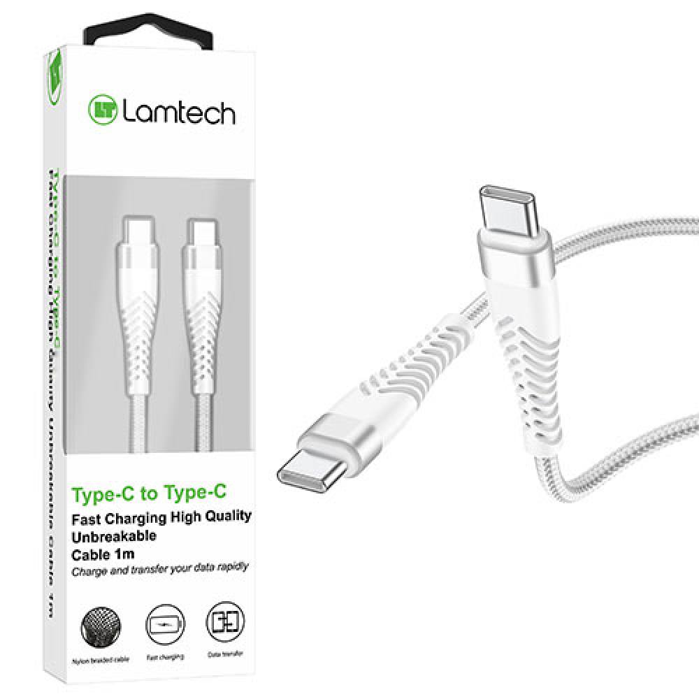 LAMTECH HQ UNBREAKABLE CABLE TYPE-C TO TYPE-C WHITE 1M