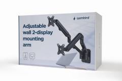 GEMBIRD ADJUSTABLE WALL 2-DISPLAY MOUNTING ARM 17'-27', UP TO 7KG