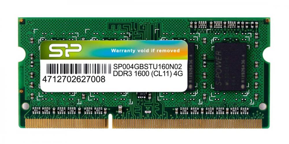 SILICON POWER Μνήμη DDR3 SODimm, 4GB, 1600MHz, PC3-12800, CL11