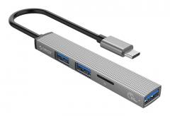 ORICO USB-C hub AH-12F, 3x USB ports, micro SD port, γκρι