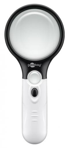 GOOBAY μεγεθυντικός φακός χειρός 41255 με φωτισμό LED, 1.75x & 12.25x