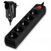 POWERTECH πολύπριζο ασφαλείας PT-994, 5+1 θέσεων schuko, 16A, 2m, μαύρο