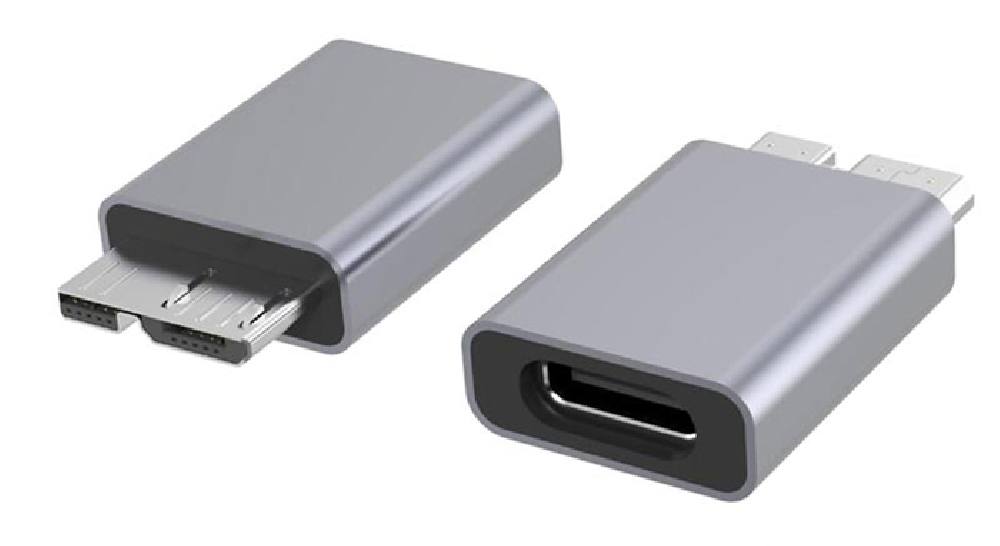POWERTECH αντάπτορας USB 3.0 Micro B σε USB-C θηλυκό PTH-067, γκρι
