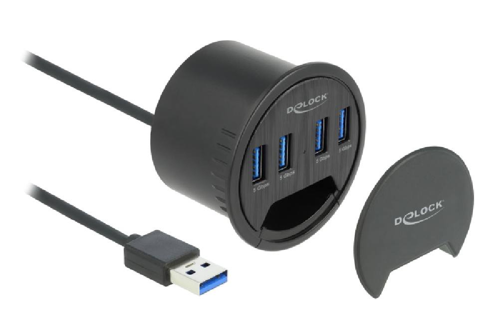 DELOCK USB hub 64153, 4x USB 3.2 Gen 1, 5Gbps, 60mm, μαύρο