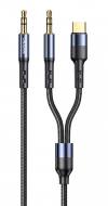 USAMS καλώδιο ήχου 3.5mm σε USB-C & 3.5mm US-SJ555, 1.2m, μαύρο