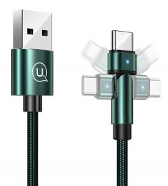 USAMS καλώδιο USB-C σε USB SJ477, περιστρεφόμενο βύσμα, 2A, 1m, πράσινο