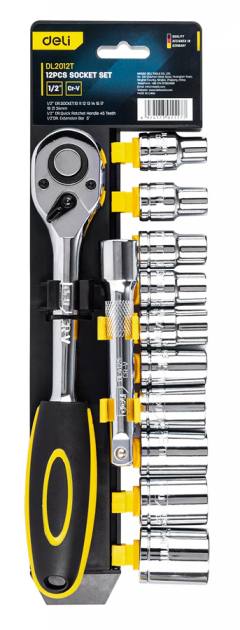 DELI σετ καστάνια με καρυδάκια DL2012T, 45 δόντια, 1/2", 254mm, 12τμχ