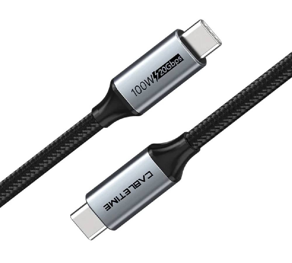 CABLETIME καλώδιο USB-C CT-C160, USB 3.1, 100W, 20Gbps, 4K, 1.5m, μαύρο
