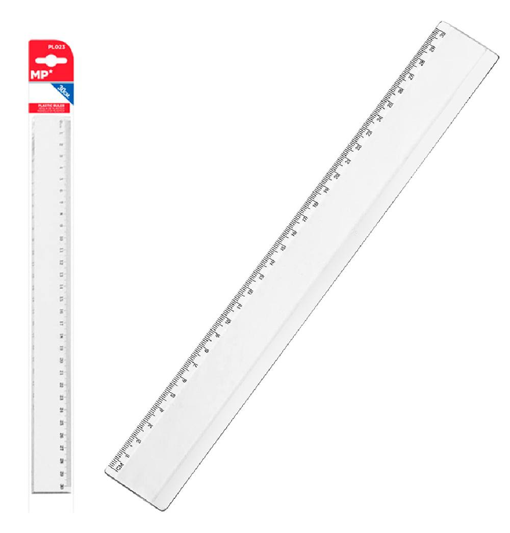 MP πλαστικός χάρακας PL023, 30cm, διάφανος