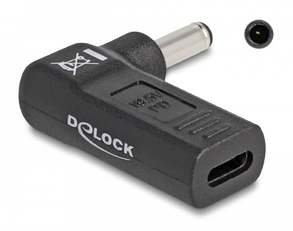 DELOCK αντάπτορας τροφοδοσίας 60007, USB-C σε Dell 4.5x3mm, 90°, μαύρος