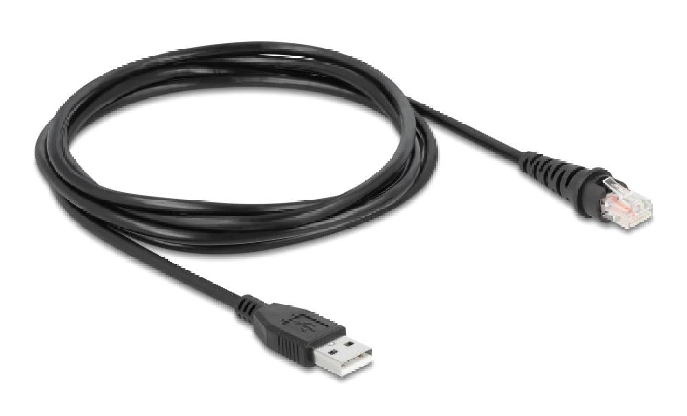 DELOCK καλώδιο USB σε RJ50 90598 για barcode scanner, 1.5m, μαύρο