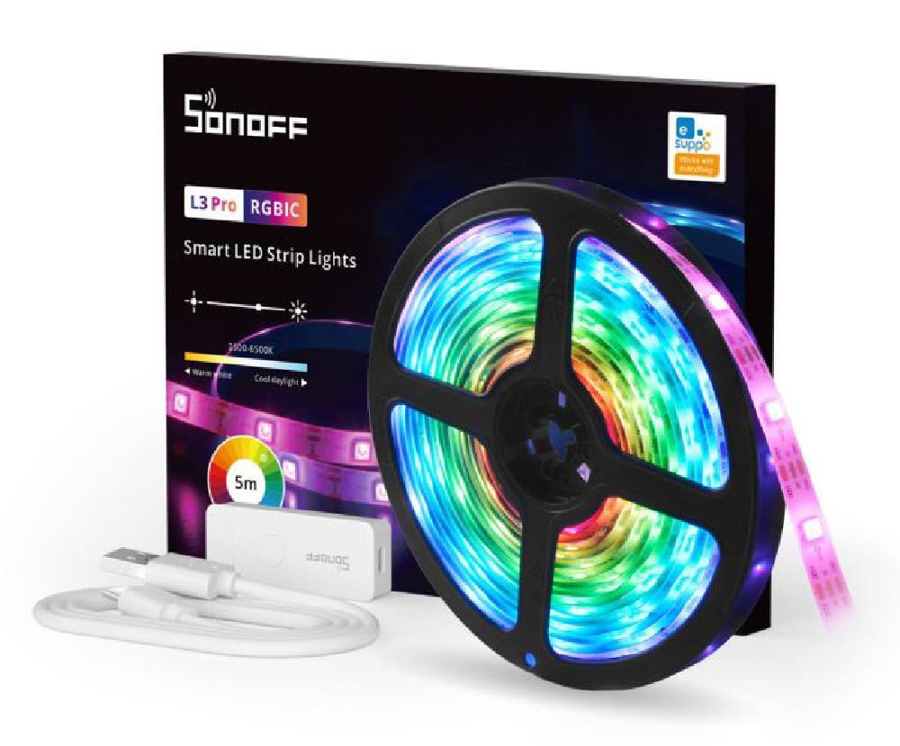 SONOFF smart LED καλωδιοταινία L3 Pro, RGBIC, αδιάβροχη, Wi-Fi & BT, 5m