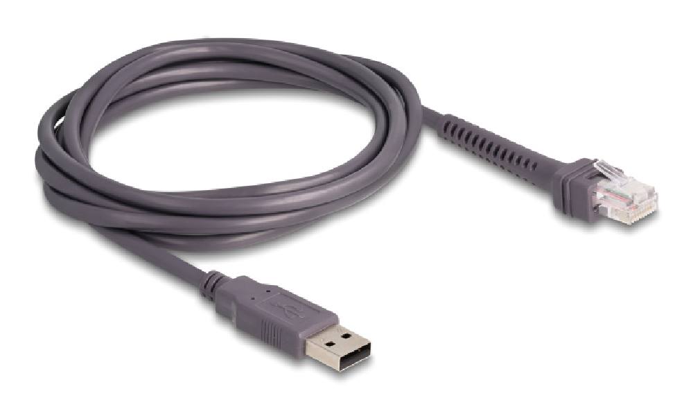 DELOCK καλώδιο USB σε RJ50 90599 για barcode scanner, 2m, γκρι