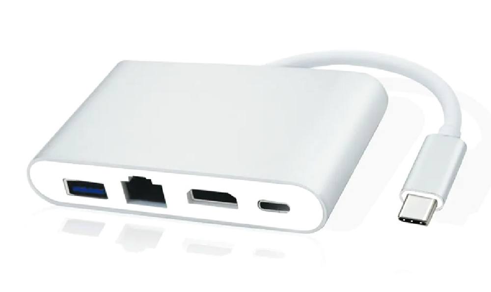 POWERTECH USB-C docking station PTH-085, HDMI/RJ45/USB/USB-C PD, γκρι