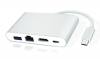 POWERTECH USB-C docking station PTH-085, HDMI/RJ45/USB/USB-C PD, γκρι