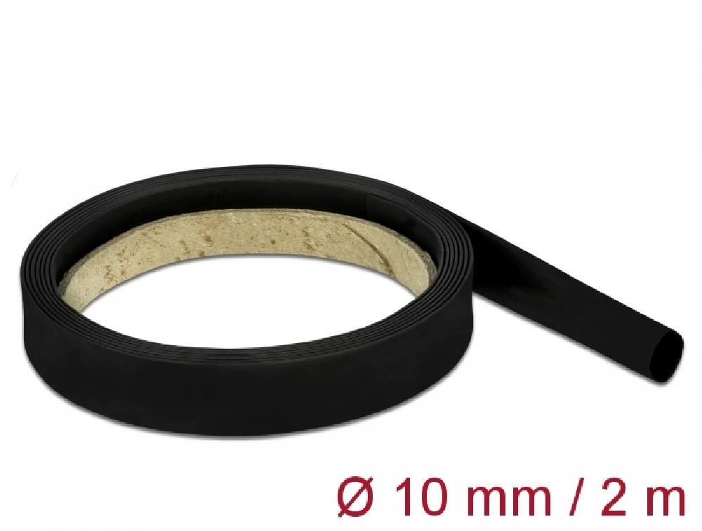 DELOCK Θερμοσυστελλόμενο μονωτικό για καλώδια 18981, 2mx10mm, 2:1 μαύρο