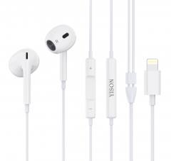 YISON earphones με μικρόφωνο X7, Lightning, 1.2m, λευκά