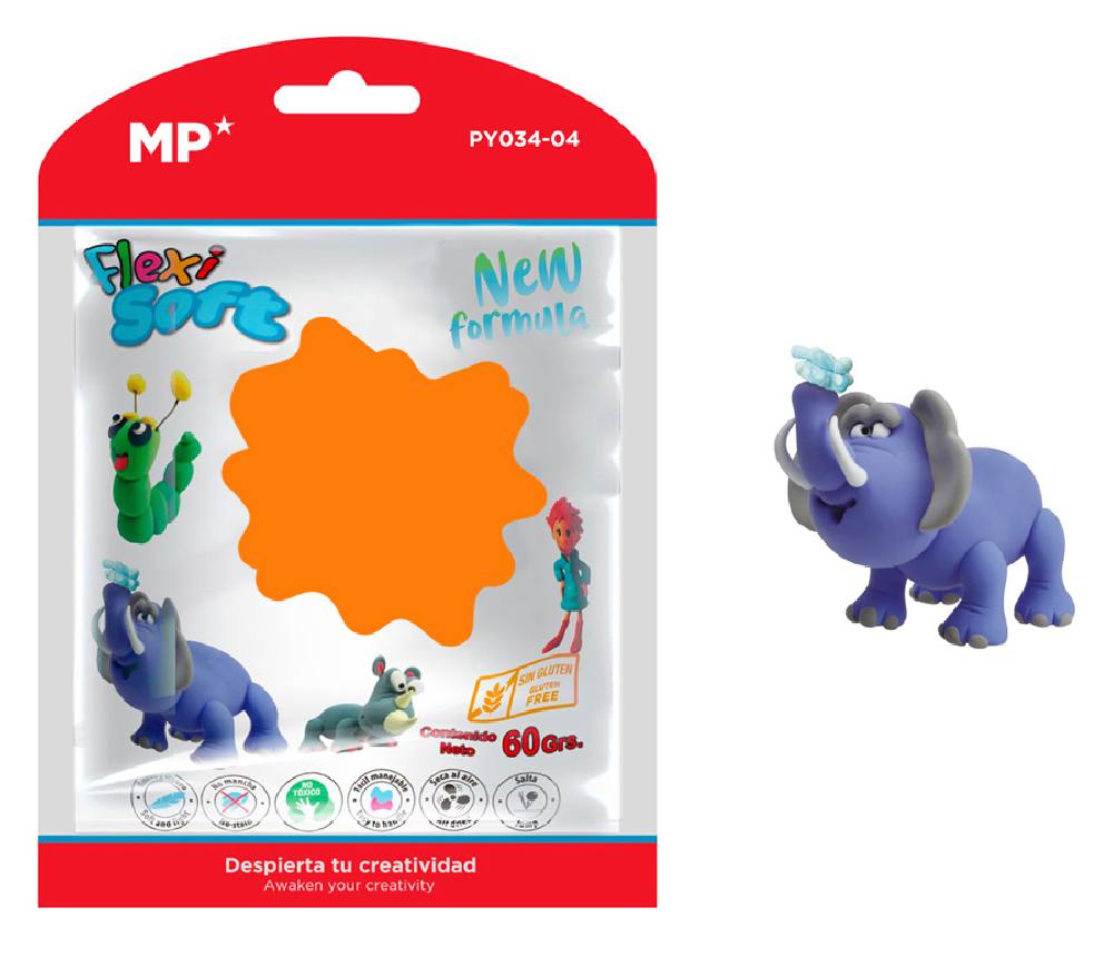 MP πλαστελίνη PY034-04, χωρίς γλουτένη, 60γρ, πορτοκαλί