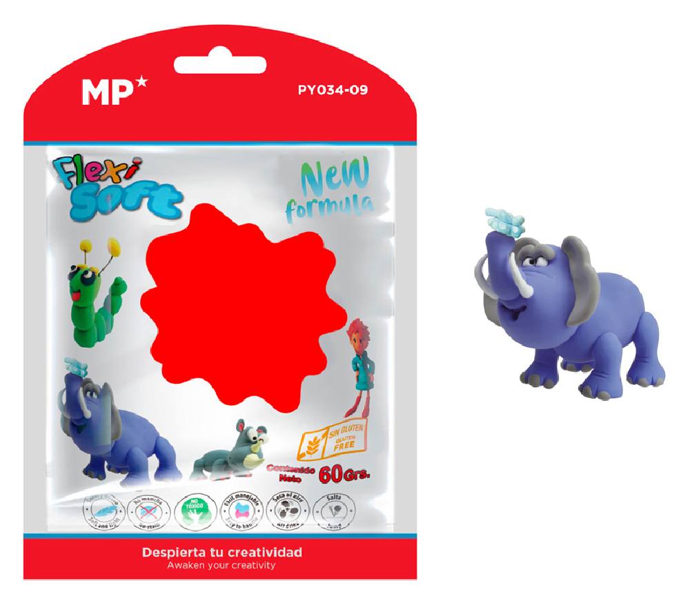 MP πλαστελίνη PY034-09, χωρίς γλουτένη, 60γρ, κόκκινη