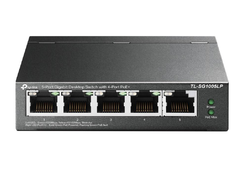 TP-LINK desktop switch TL-SG1005LP, 5-Port Gigabit, 4x PoE+, Ver. 2.0
