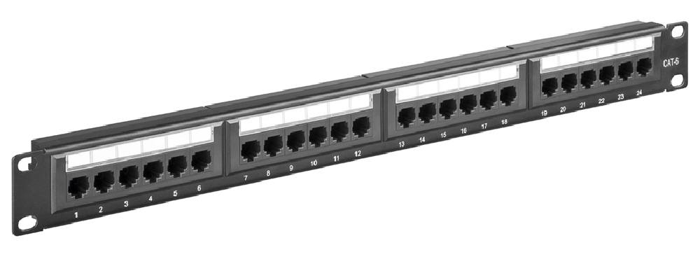 GOOBAY patch panel 93866, 19"/1U, 24x θύρες δικτύου, CAT 6, μαύρo