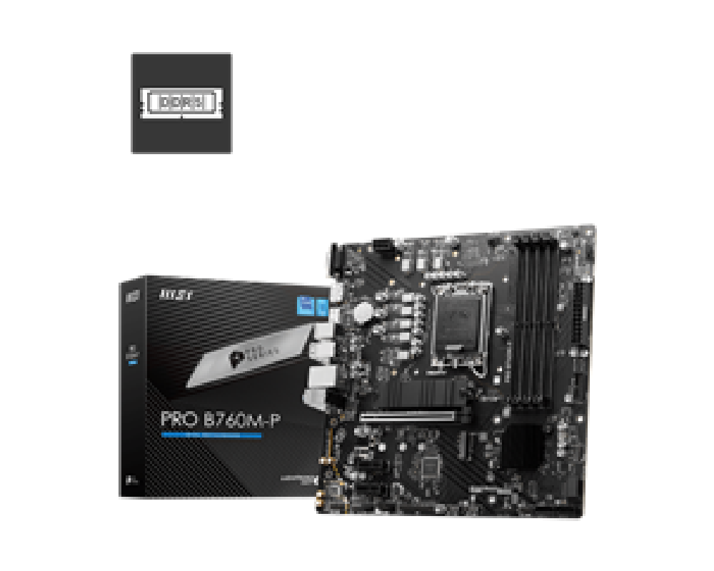 MSI MB PRO B760M-P, SOCKET INTEL LGA1700 13th/12th GEN, CS INTEL B760, 4 DIMM SOCKETS DDR5, VGA, DP/HDMI,  LAN INTEL GIGABIT, M-