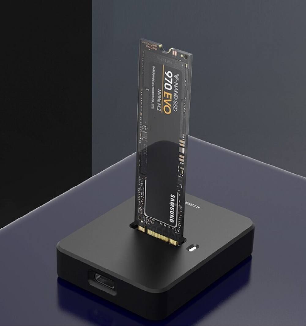 GEMBIRD DESKTOP USB TYPE-C M2 SATA & NVME SSD DRIVE DOCKING STATION BLACK