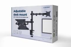 GEMBIRD ADJUSTABLE DESK MOUNT WITH MONITOR ARM AND NOTEBOOK TRAY