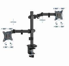 GEMBIRD ADJUSTABLE DESK MOUNTED DOUBLE MONITOR ARM 17'-32'