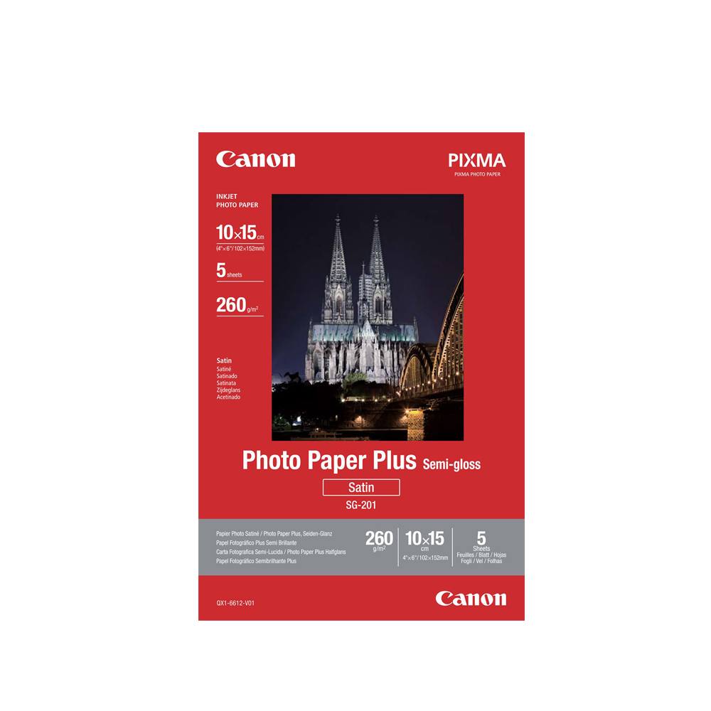 Canon Φωτογραφικό Χαρτί Semi-Gloss 10 x15cm 260g/m²5 φύλλα (1686B072) (CAN-SG201)