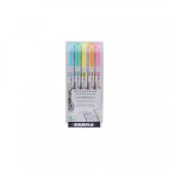 Zebra Mildliner Double Ended Brush Pen & Marker Bold & Fine Point 5 Pack Fluorescent Set (ZB-79105) (ZEB79105)