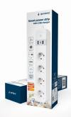 GEMBIRD SMART POWER STRIP WITH USB CHARGER 4 SOCKETS WHITE