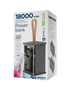 GEMBIRD TRANSPARENT QC3.0 QUICK CHARGING POWER BANK 18000MAH BLACK