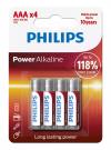 PHILIPS Power αλκαλικές μπαταρίες LR03P4B/5, AAA LR03 1.5V, 4τμχ
