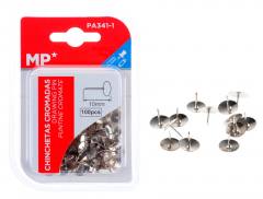 MP μεταλλικές πινέζες 10mm PA341-1, 100τμχ, ασημί