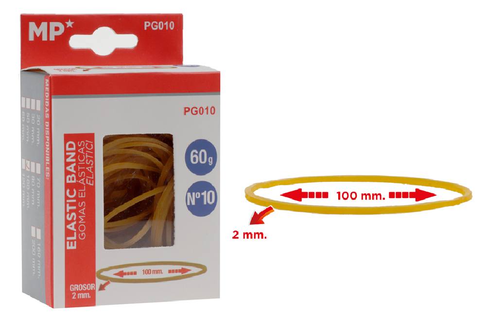MP λαστιχάκια συσκευασίας PG010 σε κουτί, No10, 2x100mm, 60g